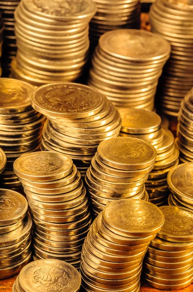 Monede de aur stivă — Fotografie, imagine de stoc