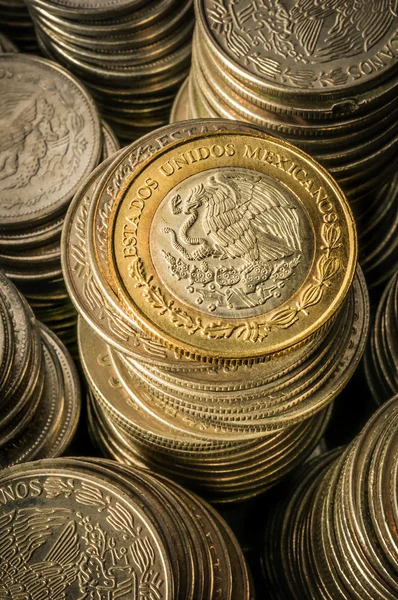 Stacked Mexican Peso Coins — Stock Photo, Image