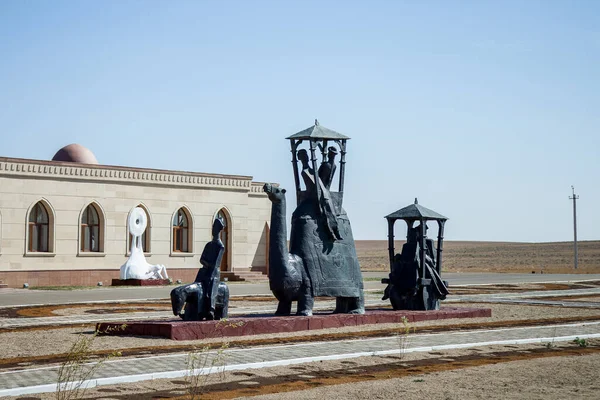 Památník Velbloudí Karavany Kazachstánu — Stock fotografie