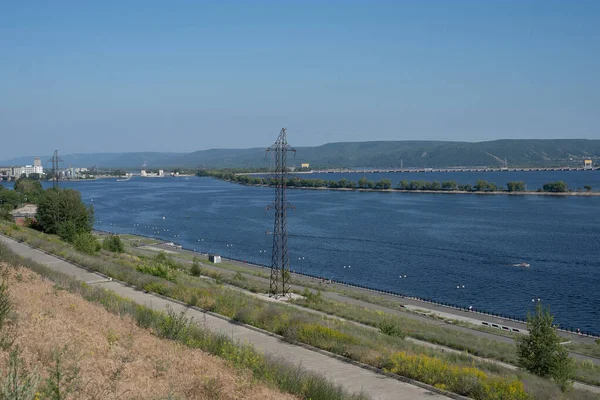 Vista Del Río Volga Cerca Las Montañas Zhigulevsky Desembocadura Del —  Fotos de Stock