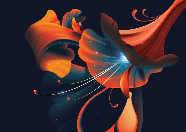 Illustration Vectorielle Fleur Artistique Abstraite Sur Fond Sombre — Image vectorielle