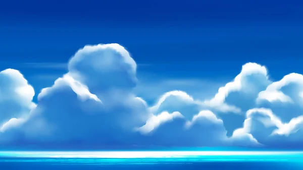 Wektor Ilustracja Cumulonimbus Chmury Jasnym Błękitnym Niebie — Wektor stockowy