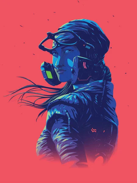 Vektor Illustration Für Ein Poster Der Größe Einer Futuristischen Pilotin — Stockvektor