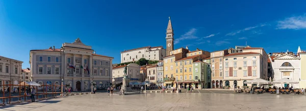 Piran Daki Tartini Merkez Meydanı Nın Panorama Resmi — Stok fotoğraf