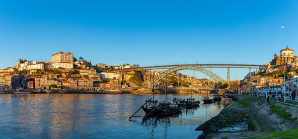 Foto Panoramica Porto Che Mostra Città Fiume Douro Ponte Luis — Foto Stock