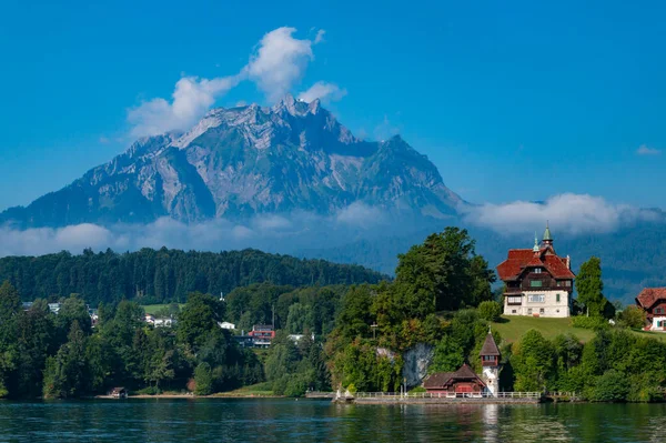 Bild Pilatus Berg Sedd Från Sjön Lucerne — Stockfoto