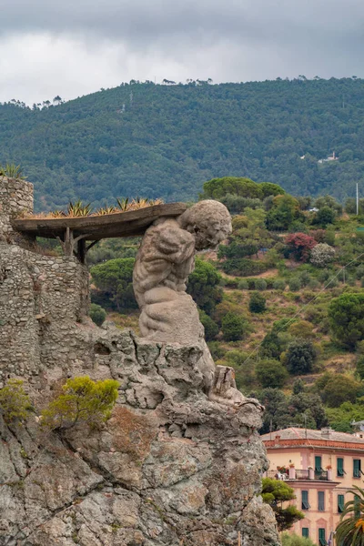 Obraz Gigantycznej Posągu Który Reprezentuje Boga Neptuna Monterosso Mare Stworzony — Zdjęcie stockowe