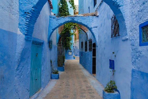 Una Foto Delle Strade Blu Chefchaouen — Foto Stock