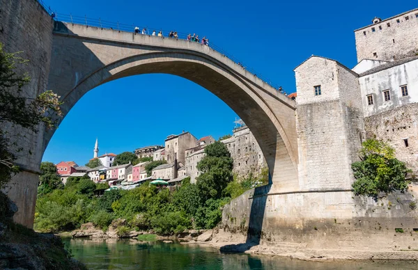 Uma Imagem Ponte Velha Mostar Vista Baixo — Fotografia de Stock