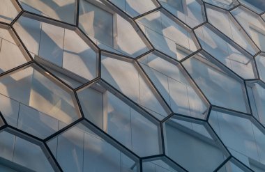 Brüksel 'deki bir ofis binası için modern mimarinin yakın plan fotoğrafı..