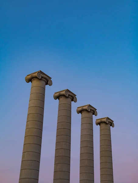 Ein Bild Der Vier Säulen Des Magischen Brunnens Barcelona — Stockfoto