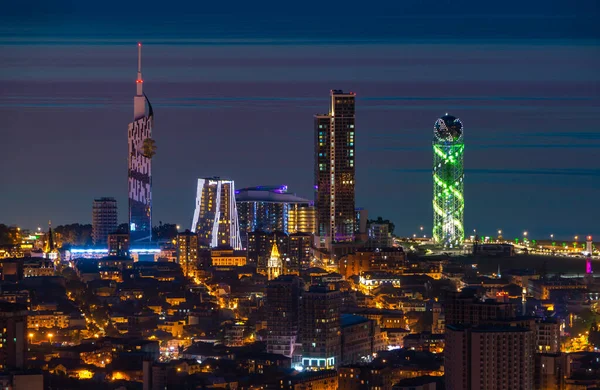 Uma Foto Cidade Batumi Noite Como Visto Longe — Fotografia de Stock