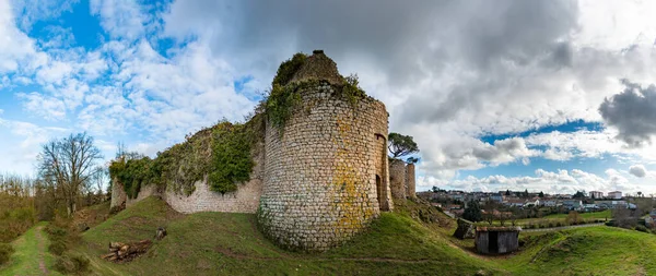 Uma Imagem Panorâmica Das Paredes Torno Chateau Bressuire Paisagem Circundante — Fotografia de Stock