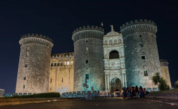 Egy Kép Castel Nuovo Ról Éjszaka — Stock Fotó