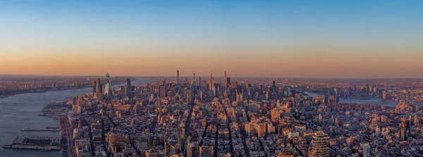 Une Image Panoramique Ville New York Coucher Soleil — Photo