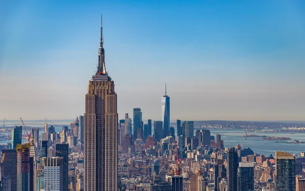 New York Ünlü Iki Gökdeleni Empire State Binası One World — Stok fotoğraf