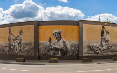 Rzeszow 'daki su duvarının resmi, Arkadiusz Andrejkow tarafından 2019' da yapıldı..