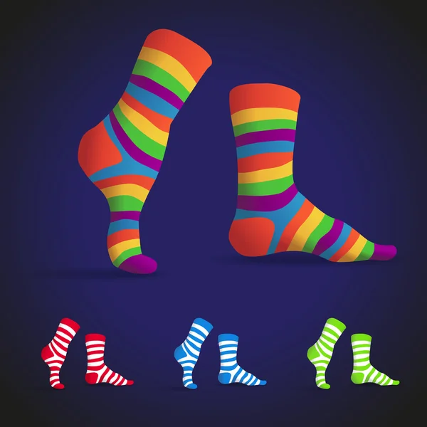 Striped multicolor socks — Stock Vector