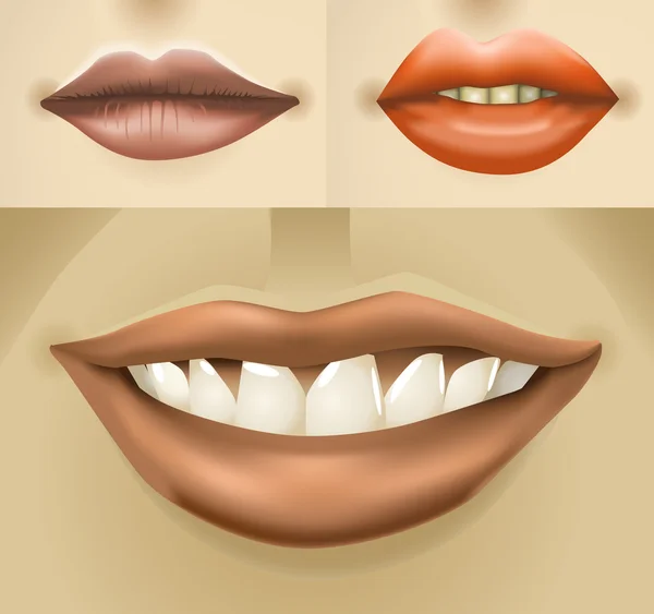 Conjunto de lábios de mulher —  Vetores de Stock