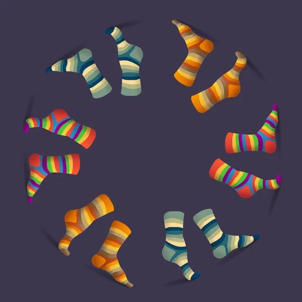 Chaussettes multicolores rayées — Image vectorielle