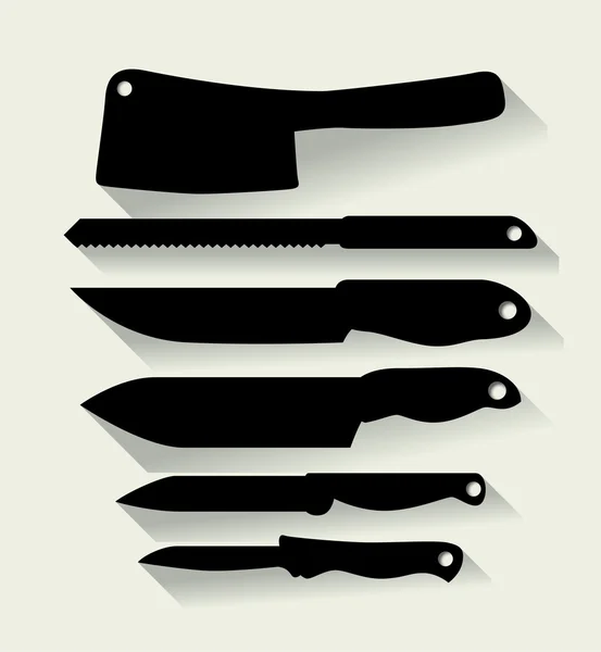 切肉刀和各种刀 — 图库矢量图片