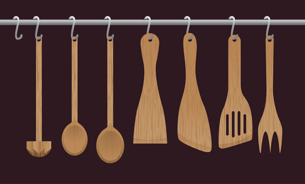 wooden kitchen utensils