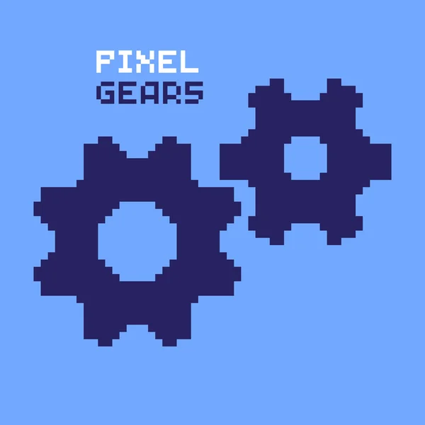 Pixel gears, tandwielen — Stockvector