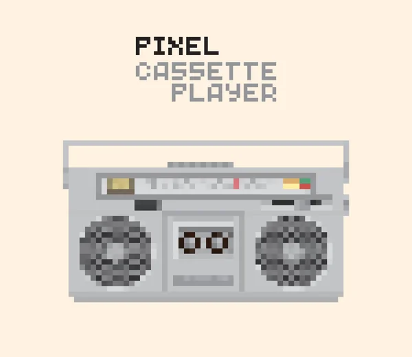Pixel Magnetic cassette stereo Hi-Fi player — Stock Vector