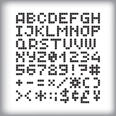 4 x 5 piksel ızgarası piksel font,