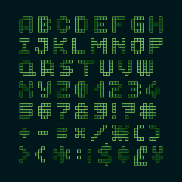 Pixel lettertype in 4 x 5 pixelraster — Stockvector