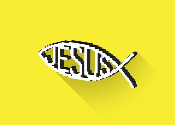 Pixelated christian ryba symbol — Wektor stockowy