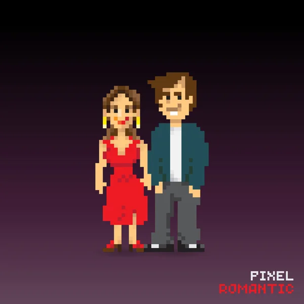 Pixel pareja romántica Ilustración De Stock