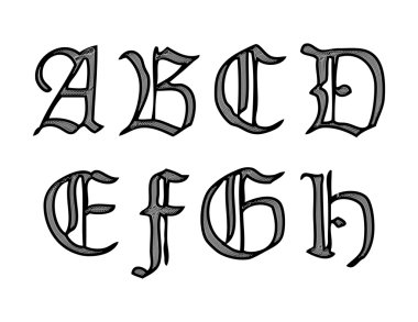 eski gothical el yazısı harfleri