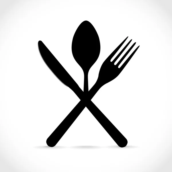 Fourchette croisée sur couteau et cuillère — Image vectorielle