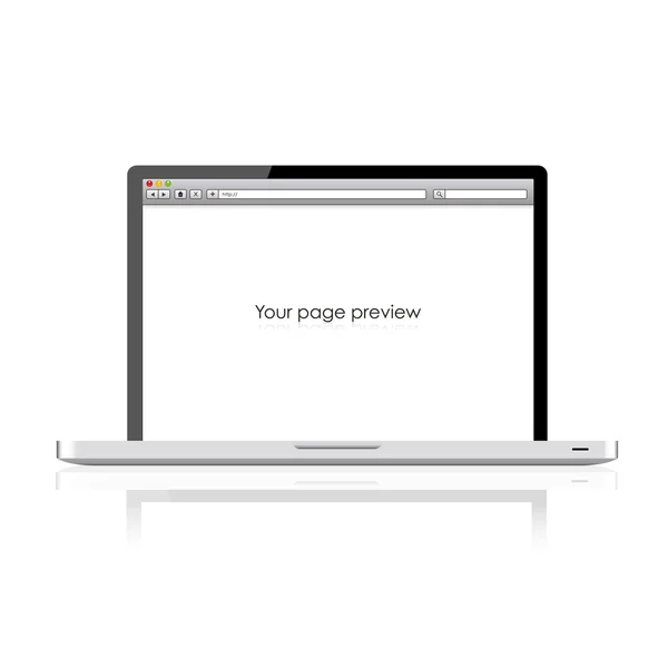 Página web em branco na tela aberta do laptop — Vetor de Stock
