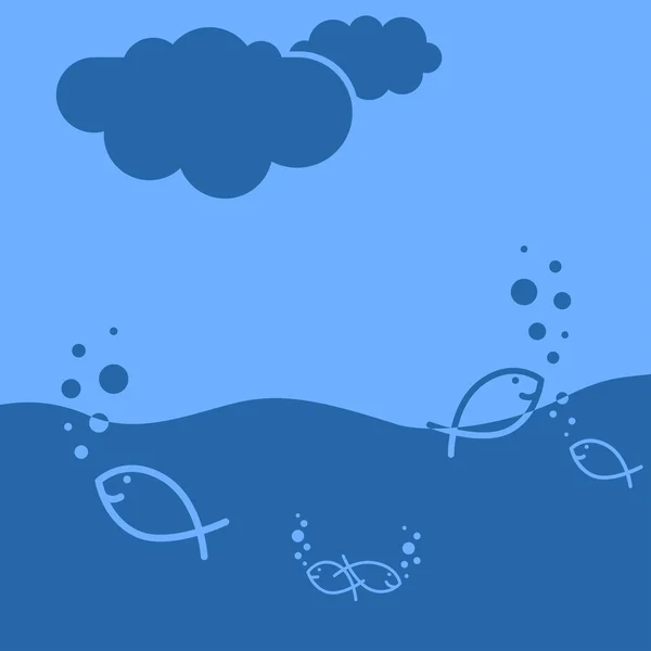 Peces en el agua — Vector de stock