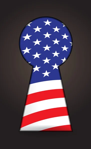 Bandeira dos EUA atrás do buraco da fechadura —  Vetores de Stock