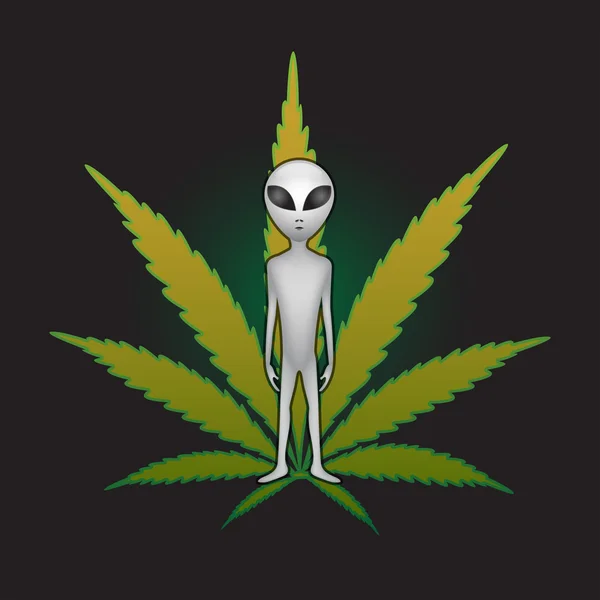 ET e foglie di cannabis — Vettoriale Stock