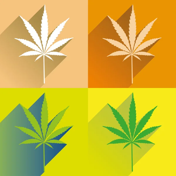 Vier cannabis bladeren — Stockvector