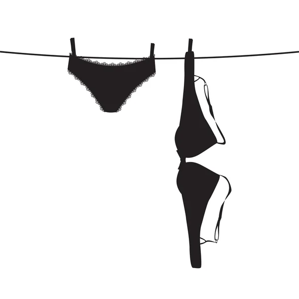 Sous-vêtements sur une corde à linge — Image vectorielle