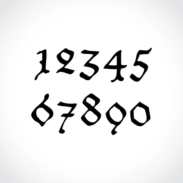 Old gothical handwritten numbers — Stock Vector