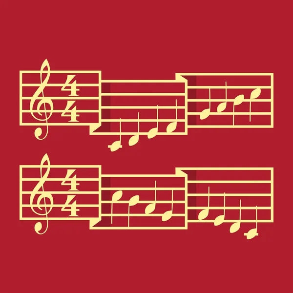 Escala musical y barras con notas — Vector de stock