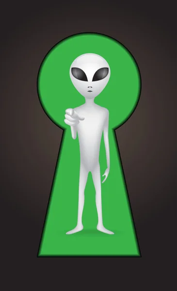 Alien-Wesen hinter dem Schlüsselloch — Stockvektor