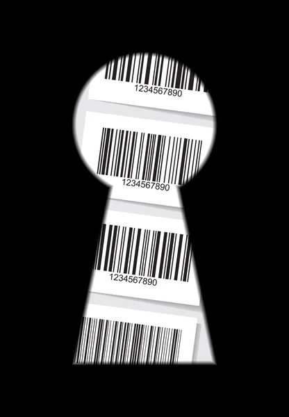 Barcode-Aufkleber hinter dem Schlüsselloch — Stockvektor