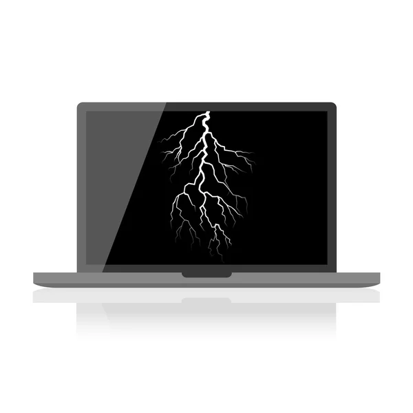 Laprop with a lightning image — Stock Vector