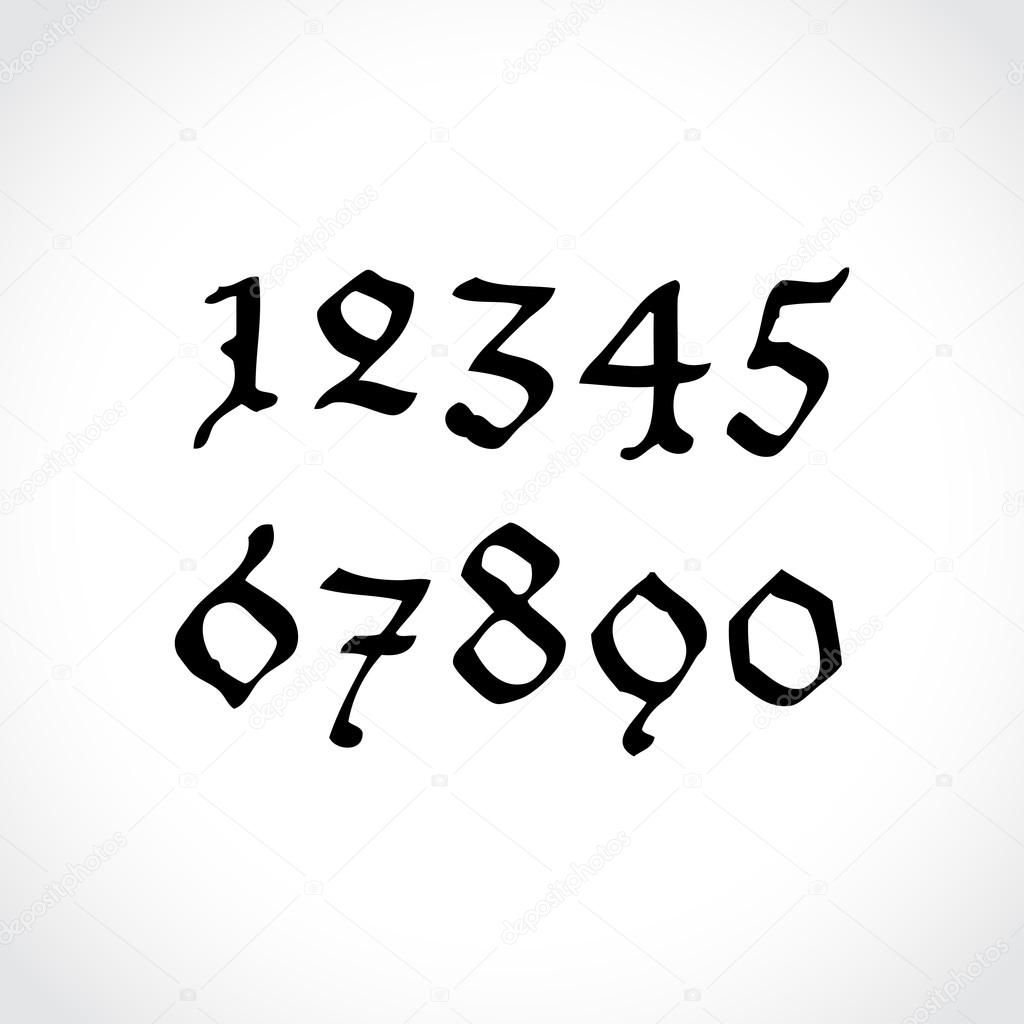 Old gothical handwritten numbers