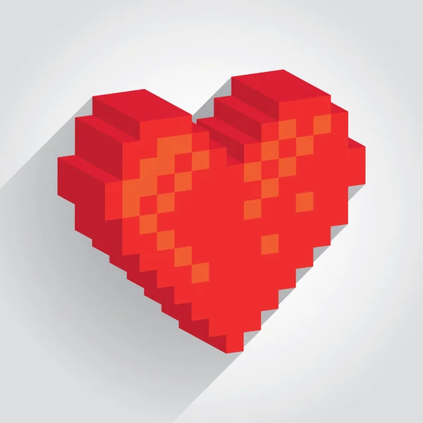 Coeur pixel 3d — Image vectorielle