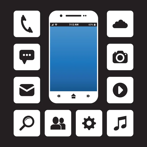 Handy mit App-Symbolen — Stockvektor