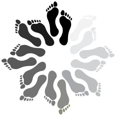 bir daire içinde ayak izleri