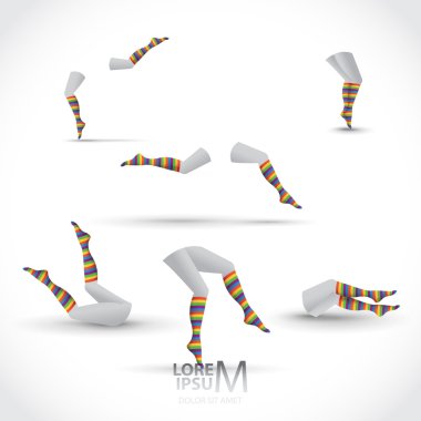 Female legs with striped colorful socks clipart